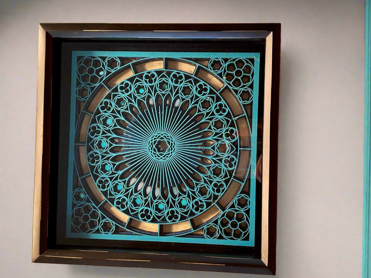 11" x 11" Multi-layer Cathedral Rose Style Mandala