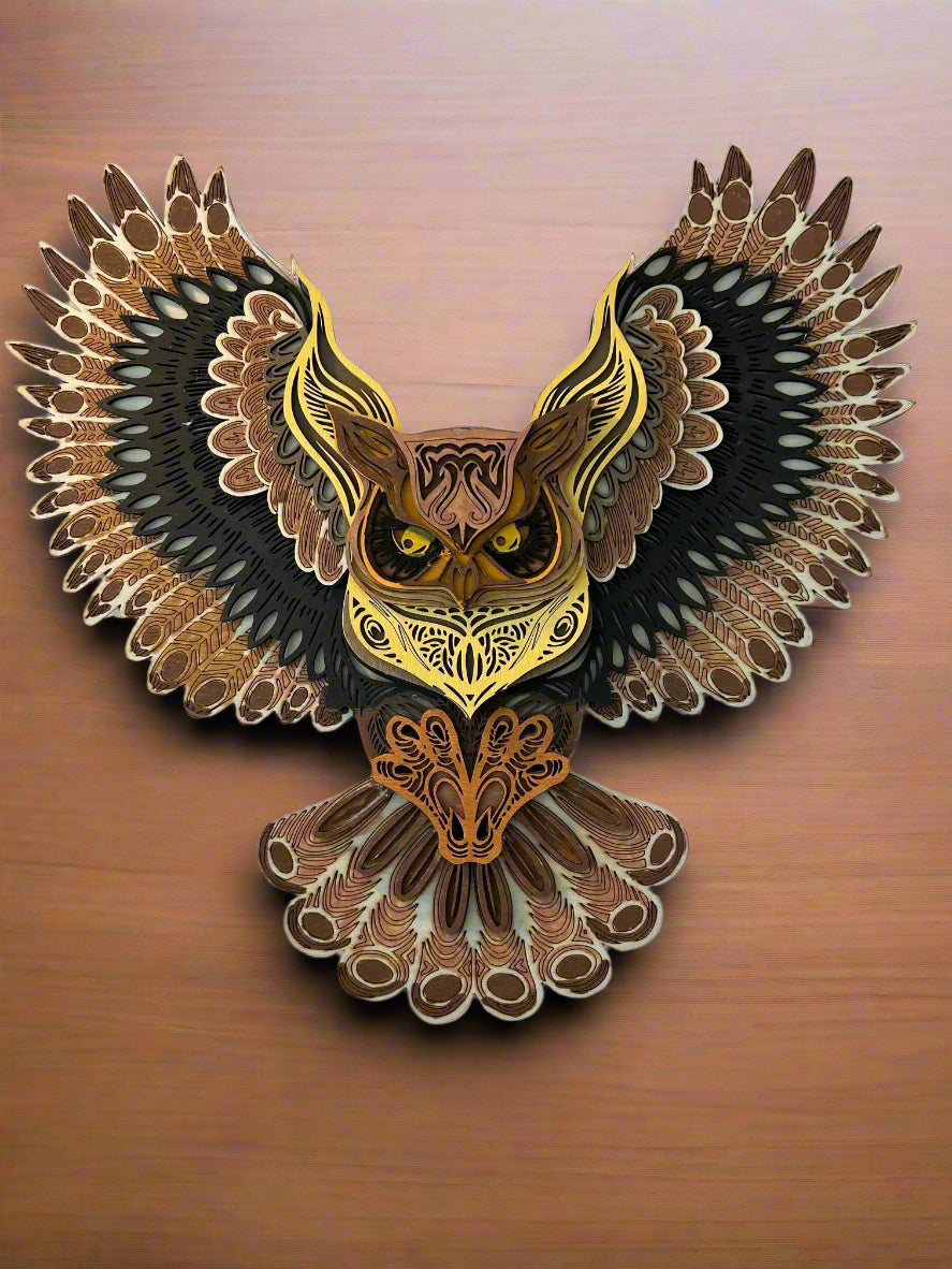 Eight Layer Laser-cut Owl Mandala