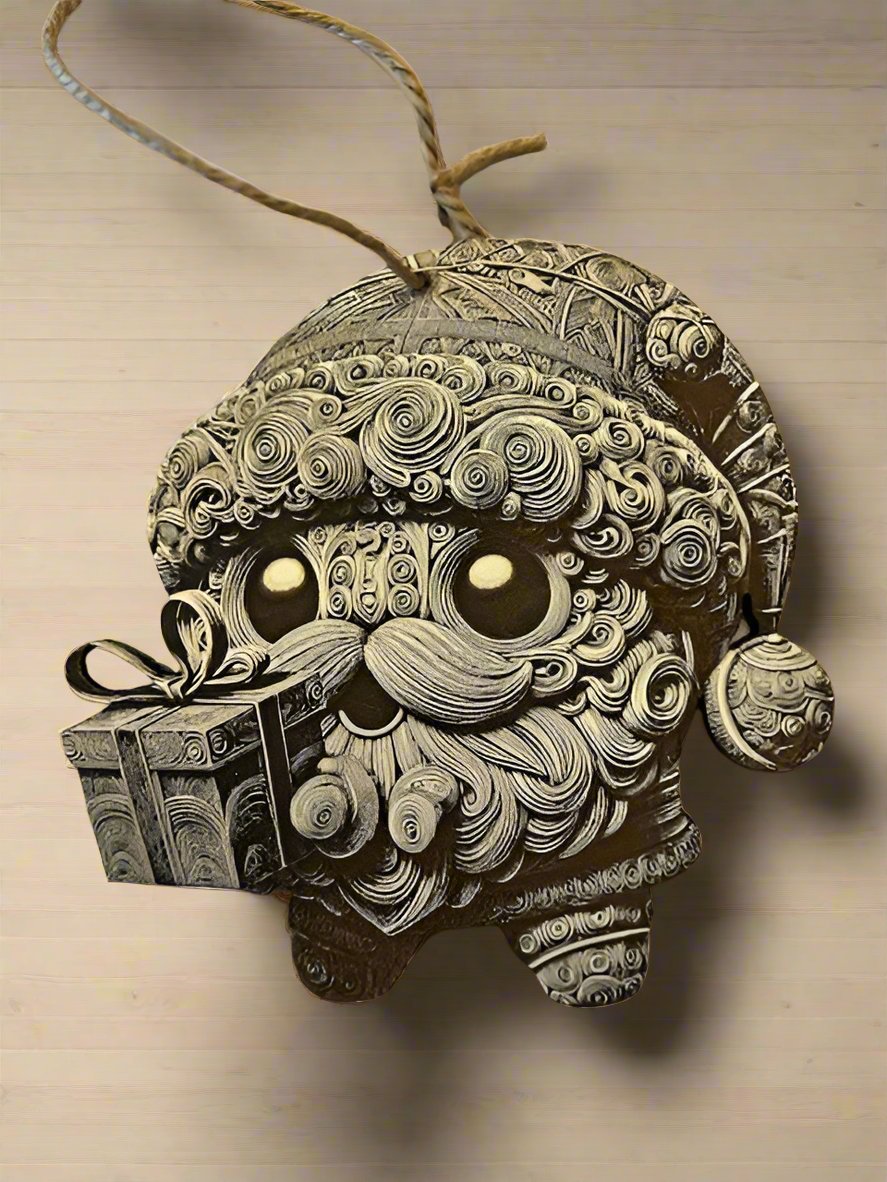 5" Laser Engraved Funny 3D Santa Ornament 1