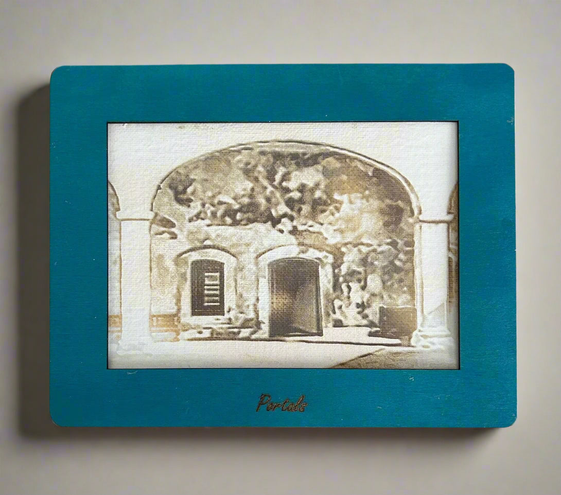 Laser Engraved Wood Art-"San Juan PR-Portals" (7" x 9")