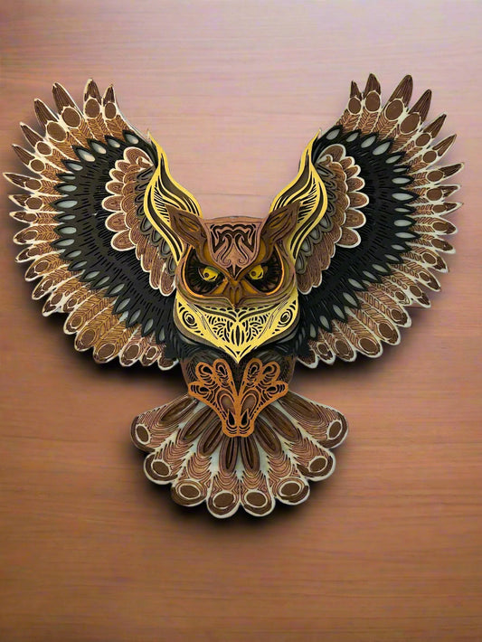 Eight Layer Laser-cut Owl Mandala