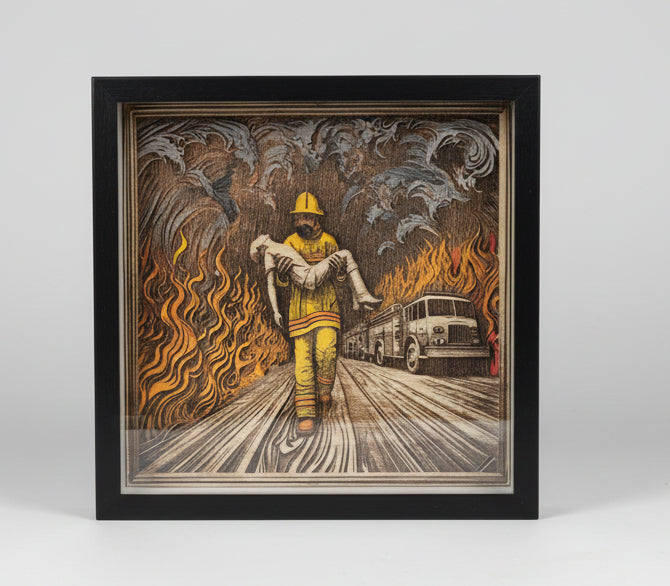 8" 3D Wood Engraving - First Responder