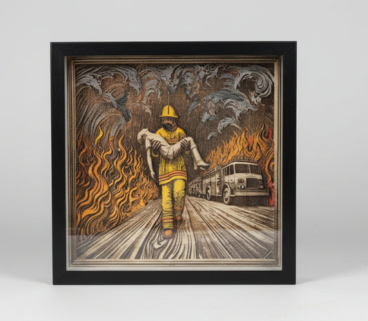 8" 3D Wood Engraving - First Responder