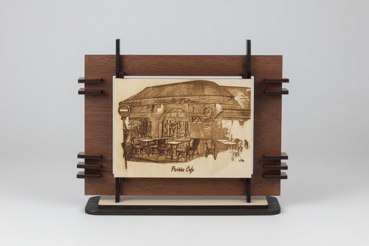 Parisian Cafe, La Boheme, Wood Engraving— Paris, France 7.5" x 11"