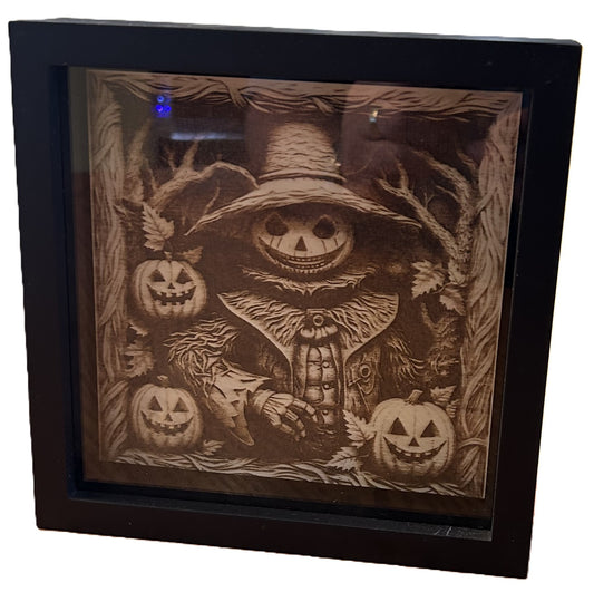 3D Engraved Wood, Scarecrow, 7" x 7"