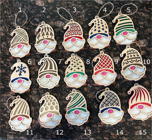 5" Gnome Christmas Ornaments - Set of 15