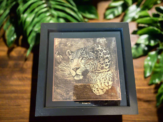 3D Engraved Wood, Leopard, 7" x 7"