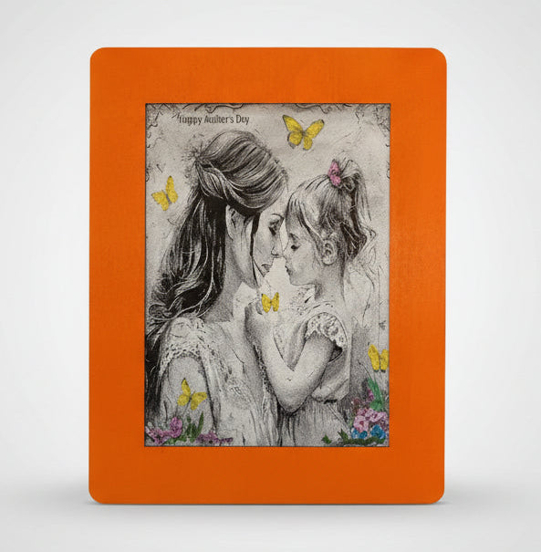 Framed, Engraved Painted Canvas-Mother & Daughter - Mother's Day Gift