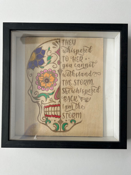 "Storm" Framed 12" Sugar Skull